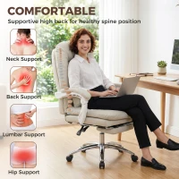 HOMCOM Ergonomic Executive Office Chair, Reclining Desk Chair with Lumbar Support, Footrest, Plush Thick Cushion, Khaki(m-4)