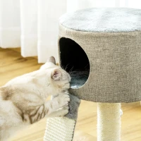 PawHut Kratzbaum Katzenbaum Kletterbaum für Katzen Katzenkiste mit Katzenball Grau 30x30x50 cm(m-8)