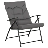 Outsunny Sedia da Campeggio Pieghevole e Reclinabile con Cuscino Rimovibile, in Metallo e Tessuto, Grigio(m-1)