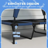 PawHut Hundebett Outdoor-Hundebett, wetterbeständig, erhöhtes Gestell, 106 x 76 x 94 cm, Dunkelblau(m-7)