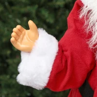 HOMCOM Life Size Santa Claus Christmas Decoration, Voice-Activated with Twinkling LED Lights, Red(m-9)