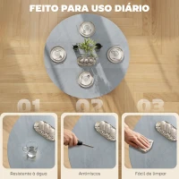 HOMCOM Mesa de Jantar Dobrável com Rodas e Prateleira Aberta Mesa de Cozinha para Espaços Pequenos Cinzento Cimento(m-6)