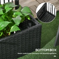 Outsunny Blumenkasten mit Spalier, wetterfest, Polyrattan, 103 x 29 x 103 cm, Schwarz(m-5)
