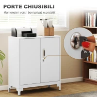 HOMCOM Mobile da Ufficio Portadocumenti con 3 Ripiani, 2 Ante e Chiavi, 80x35x91 cm, Bianco(m-5)