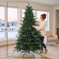 HOMCOM 7ft Artificial Christmas Tree with 2080 Realistic Tips, Hinged Xmas Tree with Wide Shape for Home Office, Green(m-3)
