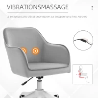 Vinsetto massage bureaustoel kantoorstoel computerstoel draaistoel werkstoel met trilfunctie armsteunen in hoogte verstelbaar fluweel grijs 55 x 65 x 79-89 cm(m-4)