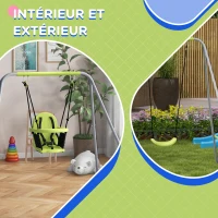 Outsunny Balançoire portique balançoire 2 en 1 pour bébé ceinture de sécurité à 5 points intérieure extérieure vert(m-6)