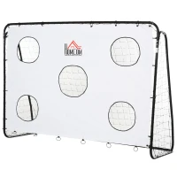 HOMCOM But de football 2 en 1 avec cible de tir, cage de foot exterieur avec 5 cible pour entraînement, 240 x 88 x 174 cm blanc(m-12)