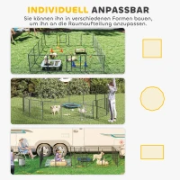 PawHut Welpenlaufstall, 16-teilig Welpenauslauf faltbar mit Tür für kleine, mittlere Hunde, 3,2 x 3,2 x 0,8 m, Grau(m-4)