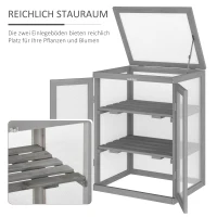 Outsunny Kas, Kweekkas, Transparant, Geschikt voor Buitengebruik, Hout+Polycarbonaat, 58 x 44 x 78cm(m-6)