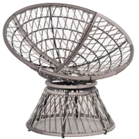 Outsunny Papasansessel Korbsessel Sessel mit Polster 360 Grad Rattan Grau B87 x T97 x H86 cm(m-9)