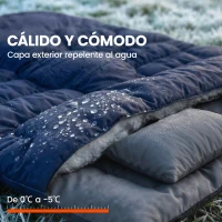 Outsunny Saco de Dormir Doble para Adultos Tamaño Queen para 2 Personas con 2 Almohadas y Bolsa Transporte Azul Oscuro(m-5)