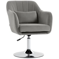 HOMCOM Retro Velvet Swivel Tub Chair with Steel Frame, Cushion Seat, Grey(m-13)