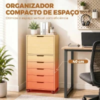 HOMCOM Gaveteira de Escritório com 5 Gavetas, Armário com Fecho Suave, Rodas e Suporte para Impressora, Madeira Natural(m-6)