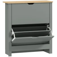 HOMCOM Schoenenkast met 2 klapvakken, verstelbare scheidingswand voor 8-12 paar schoenen, 72 x 26 x 80 cm, lichtgrijs(m-1)