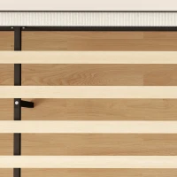 HOMCOM Estrutura de Cama 160 x 200 cm com Estrado, Cama de Casal Estofada em Veludo Cotelê, Espaço de Armazenamento por Baixo, Creme(m-8)