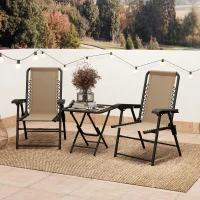 Outsunny Three-Piece Garden Table and Chair Set - Khaki(m-9)
