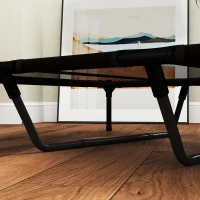 PawHut Lettino per Cani Rialzato con Borsa da Viaggio, in Metallo e Tessuto Oxford, 122x92x23 cm, Nero(m-9)