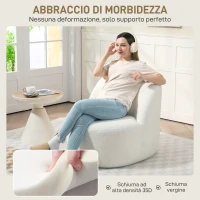 HOMCOM Poltrona per Salotto con Schienale Ergonomico in Tessuto Sherpa e Schiuma, 73x82x71 cm, Bianco Crema(m-3)
