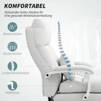 HOMCOM Rollsessel, Leinenoptik, höhenverstellbar, 160 Grad neigbar, Fußstütze, Cremeweiß(m-4)