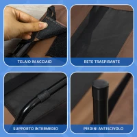 PawHut Lettino per Cani di Taglia Grande Fino a 50kg, Metallo e Tessuto Oxford, 122x92x23 cm, Marrone(m-6)