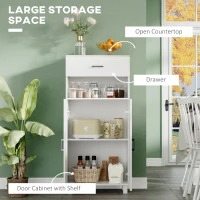 HOMCOM Sideboard, Nordic Storage Cabinet with Drawer, Doors and Open Countertop, Freestanding Kitchen Cupboard for Living Room, Dining Room, 130cm, White(m-4)
