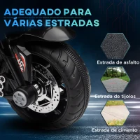 HOMCOM Motocicleta Elétrica Infantil com 3 Rodas para Crianças acima de 3 anos Bateria 6V com Luzes e Música 86x42x52 cm Branco(m-6)