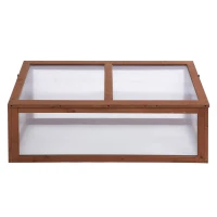 Outsunny Wooden Cold Frame, Small Polycarbonate Greenhouse for Plants with Openable & Tilted Top Cover, Brown, 100 x 65 x 40cm(m-8)