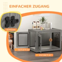 PawHut Hondenbench, puppybench, met opbergruimte, waterafstotend kussen, stalen gaas, verstelbare poten, 94x60x71,5 cm(m-6)