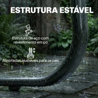 Outsunny Conjunto Jardim de 4 Peças com Sofá de 2 Lugares 2 Poltronas Mesa de Vidro Temperado Tecido Textilene Respirável Cinza Escuro(m-7)