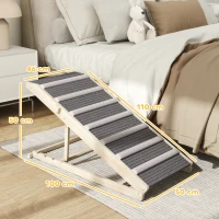 PawHut Dog Ramp for Couch, Adjustable Folding Pet Ramp, 4 Adjustable Height Dog Climbing Ladder, 35/43/47/50 cm Height(m-3)