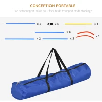 PawHut Agility sport pour chiens équipement complet : poteaux slalom, obstacle, anneau + sac de transport bleu jaune rouge(m-6)