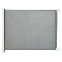 PawHut Retractable Pet Safety Gate, Folding Dog Barrier, Grey(m-1)