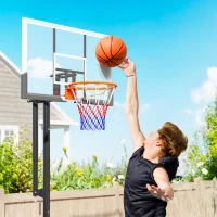 SPORTNOW Cesto de Basquetebol para Exterior no Chão, Altura Ajustável 230-375 cm com Suporte e Painel Inquebrável 120 cm, Aro Ø48 cm(m-9)