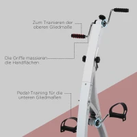 HOMCOM Hometrainer voor senioren bewegingstrainer pedaaltrainer armen en benen staal wit(m-8)