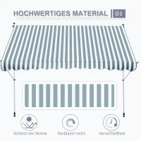 Outsunny luifel knikarm klemluifel zonwering zwengel balkon aluminium 3 x 1,5 m groen(m-4)