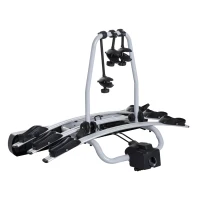 HOMCOM Porte-vélos d'attelage 3 vélos -Porte-vélos sur Boule d'attelage Broches 3 vélos - Sangles de sécurité, Bloque-Cadres intégrés - Espace Plaque immatriculation - alu. Noir(m-10)