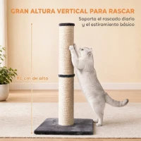 PawHut Poste Rascador para Gatos Altura 80 cm Interior Ligero Base Estable y Cuerda de Sisal Natural Gris Oscuro(m-6)