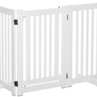 PawHut Afschermhek voor honden deurafscherming veiligheidshek MDF wit(m-11)
