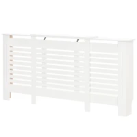 HOMCOM Copritermosifone con Larghezza Regolabile e Mensola Superiore, Copri Termosifone Moderno con Antiribaltamento, in MDF e Legno per Soggiorno, Corrioio e Ufficio, 140-202x19x82.5 cm, Bianco(m-11)