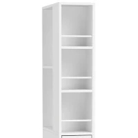 HOMCOM Smalle hoge badkamerkast, 135 cm badkamerkast met 2 lades, wit(m-11)