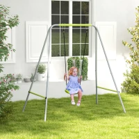 Outsunny Balançoire portique balançoire 2 en 1 pour bébé ceinture de sécurité à 5 points intérieure extérieure vert(m-10)
