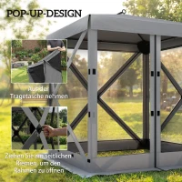 Outsunny Pavillon 1,85x1,85m Wasserdicht Stabil Winterfest Pop-up Faltpavillon mit 4 Mesh-Seitenteilen Tasche, UV 30+(m-4)