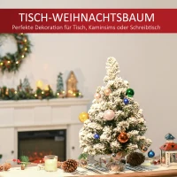 HOMCOM Mini kunstkerstboom 60 cm met sneeuwlook – 67 takken, cementvoet(m-5)