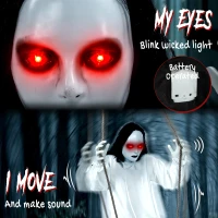 HOMCOM 170cm Animated Hanging Swing Ghost Halloween Decoration, Sound Touch Activated Ghost Halloween Animatronic(m-4)