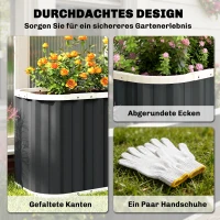 Outsunny Hochbeet Metall 136 x 53 x 61 cm Tief Gartenbeet mit Schutzkanten Pflanzenetiketten Handschuhe Offenem Boden(m-7)