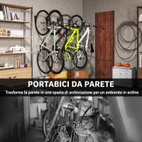 SPORTNOW Set 4 Supporti Bicicletta da Parete, Portabici da Parete Gancio Pieghevole per Garage Cantina Shed, Interni ed Esterni, Nero(m-6)