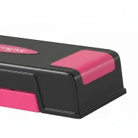 SPORTNOW Verstelbaar Stepbord Fitness Aerobic Stepper met 3 Hoogtestanden (12/17,5/22,5 cm), Antislip Mat Zwart + Roze(m-12)