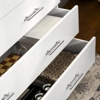 HOMCOM Cómoda com 4 Gavetas Cómoda de Dormitório de Estilo Moderno para Sala de Estar Entrada Corredor 112x38,2x81cm Branco(m-9)