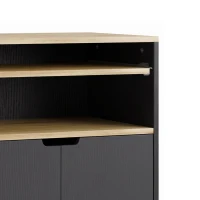 HOMCOM Keukentrolley met Opbergruimte, Kast en Verstelbare Plank, Zwart(m-13)